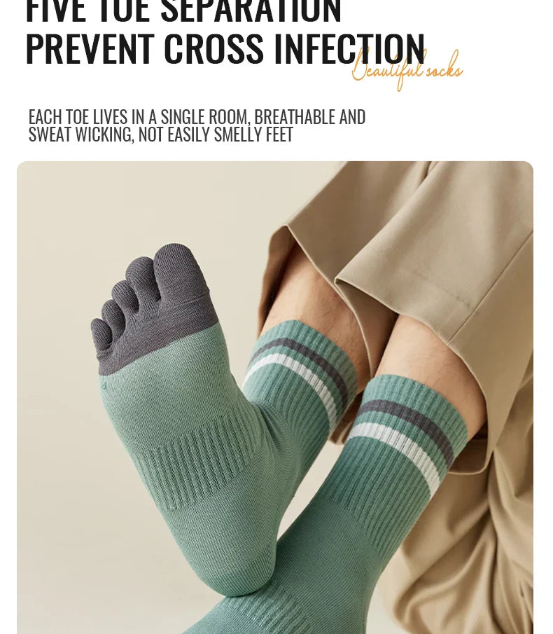5 paires de Chaussettes Longues à 5 Doigts – Anti-Odeur & Anti-Frottement