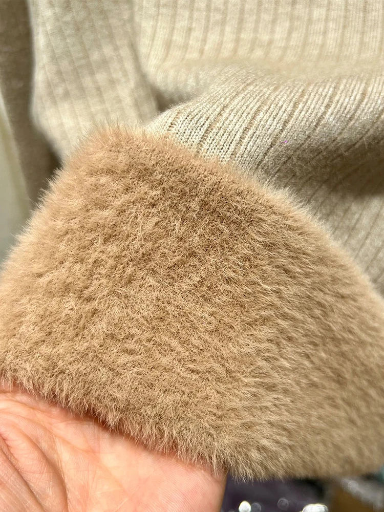 Pull col cheminée côtelé