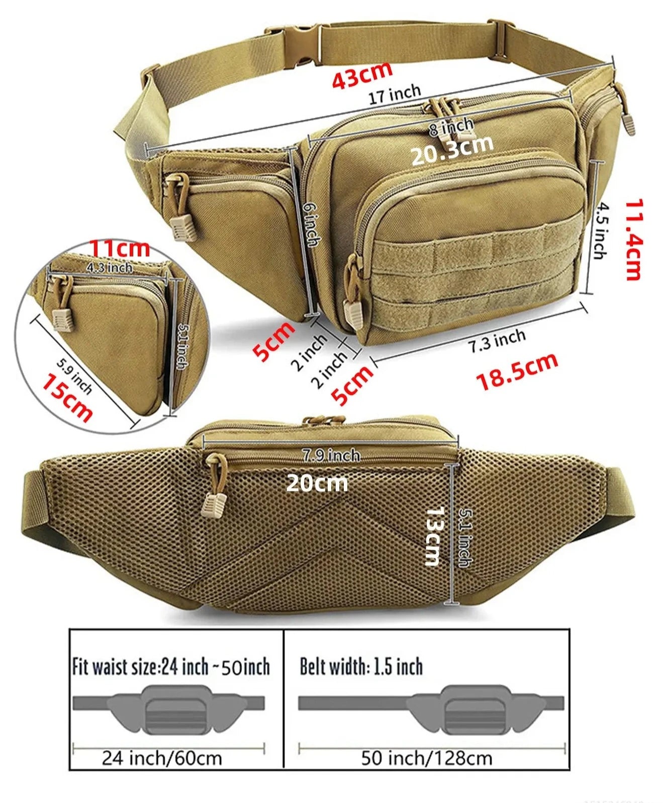 Sac banane militaire pour homme