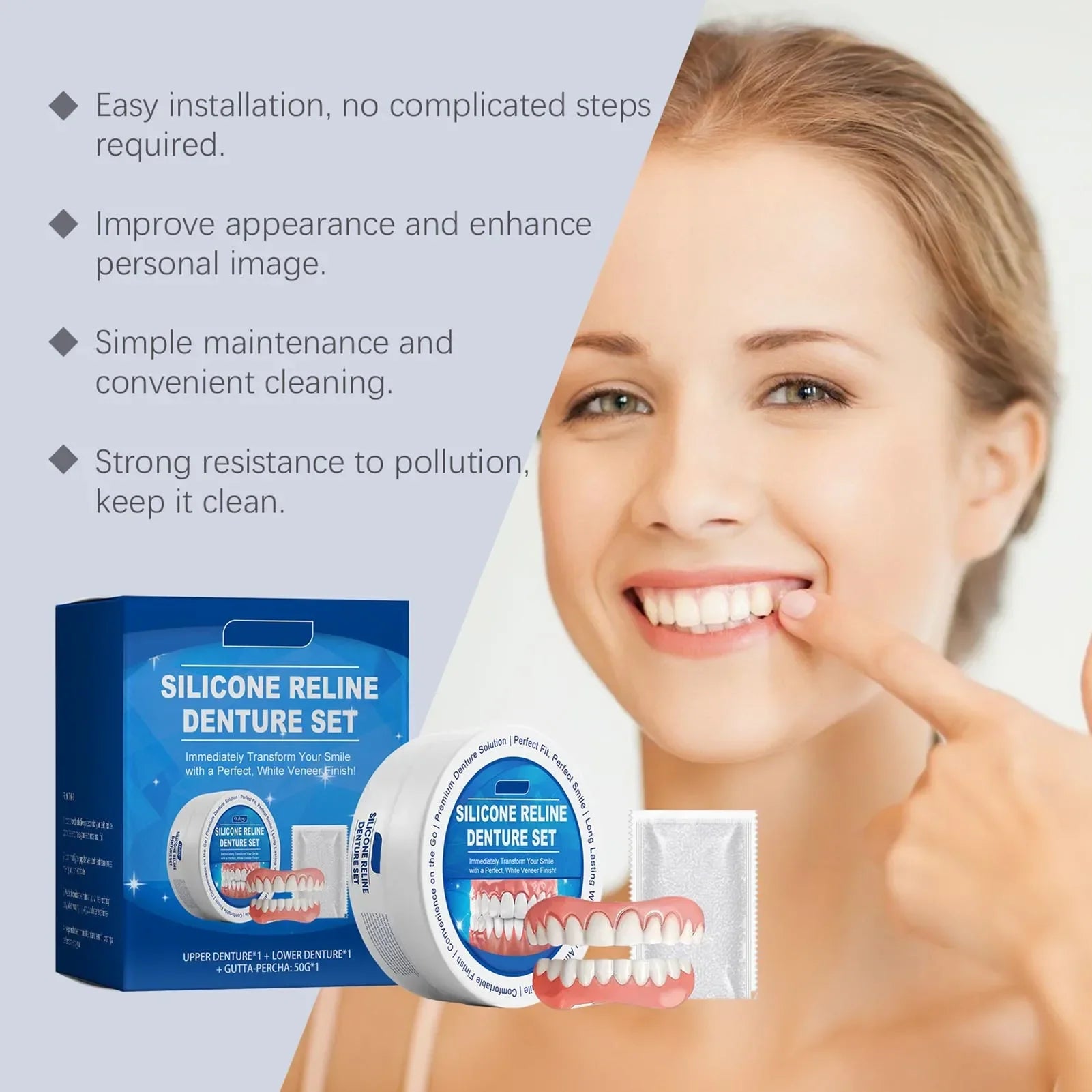 Kit de Prothèse Dentaire - Correction Instantanée du Sourire