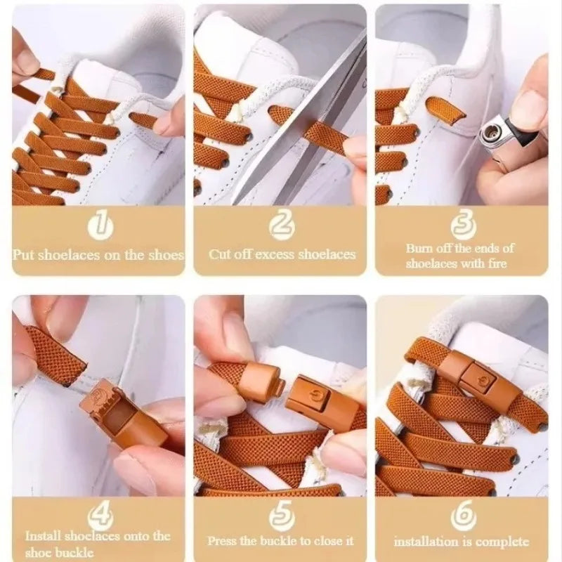Lacets Élastiques Sans Nœuds 100CM avec Fermoirs Rapides Pour Baskets et Chaussures – 16 Couleurs