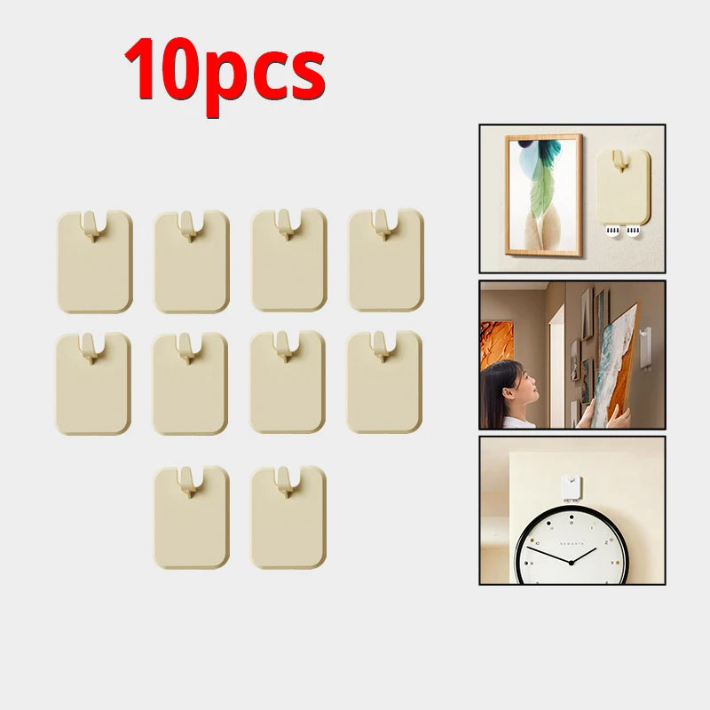 Lot de 10 Crochets Auto-adhésifs pour Cadre & Tableau