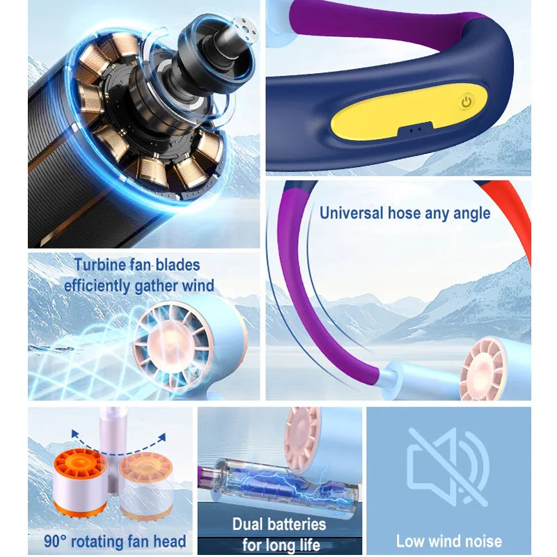 Ventilateur de Cou Silencieux – 3 Vitesses & Recharge USB