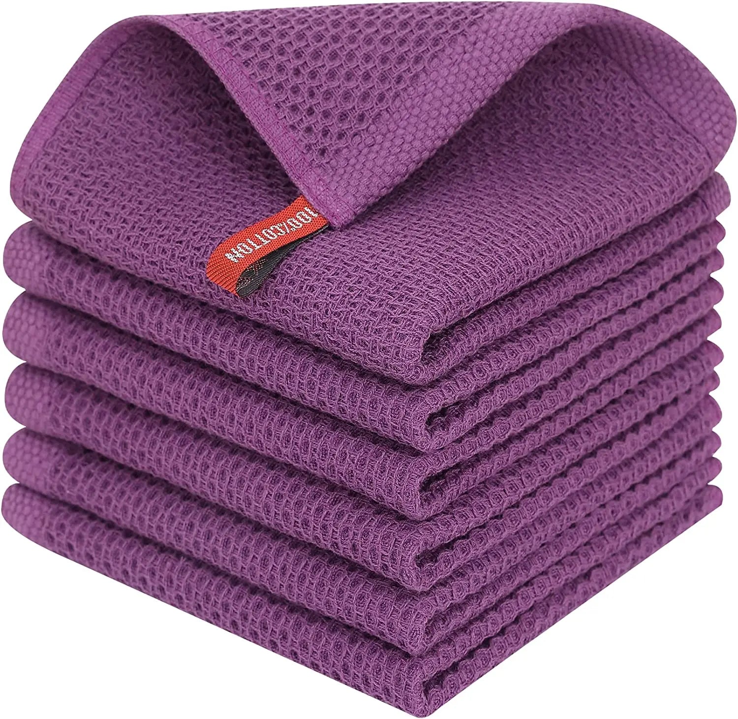 Ensemble de 6PCS de Serviettes Carrées de Cuisine en Nid d'Abeille Pur Coton