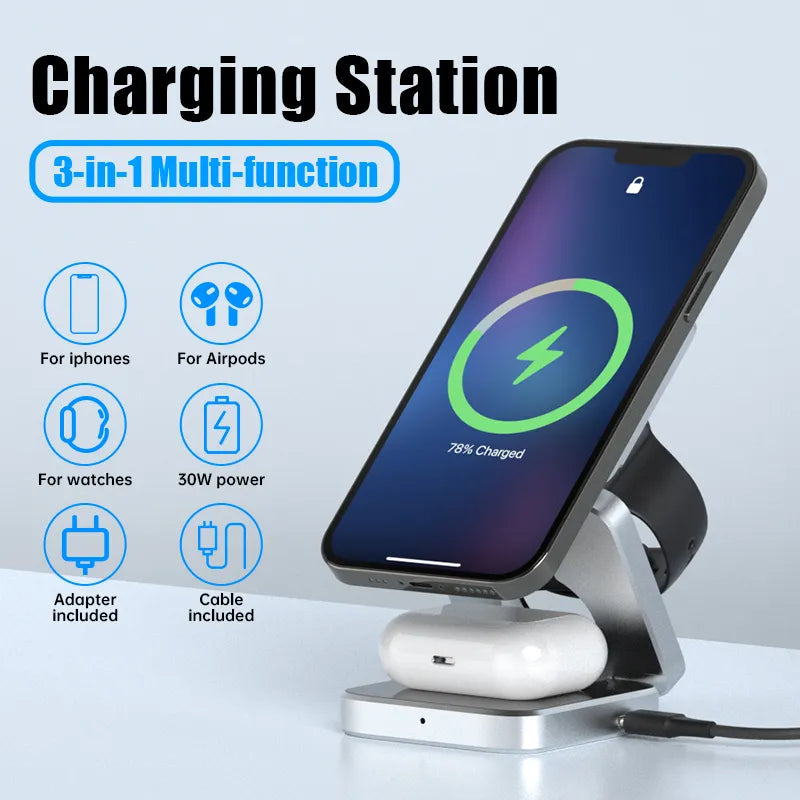 Triple Chargeur Pliable à Induction