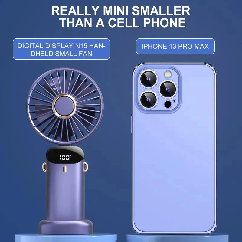 Mini ventilateur portable et pliable avec affichage de la batterie
