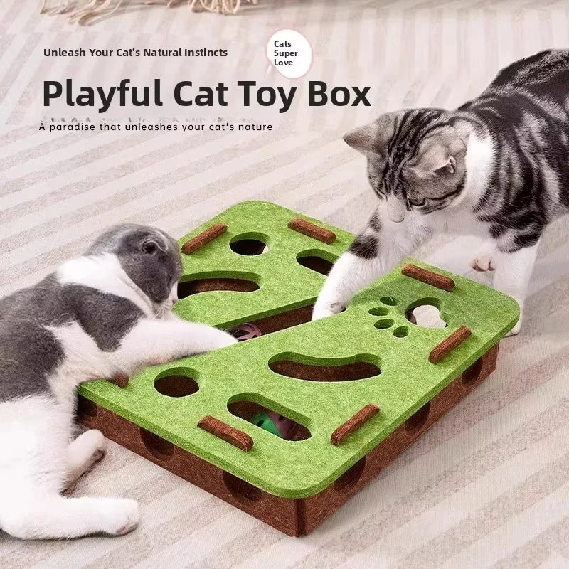 Jouet Puzzle Interactif pour Chat en Feutrine – Jeu de Chasse & Exercice – Balles OFFERTES