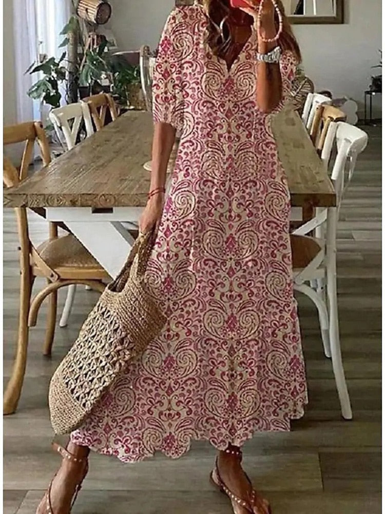 Robe Longue d'Été À Imprimé Floral