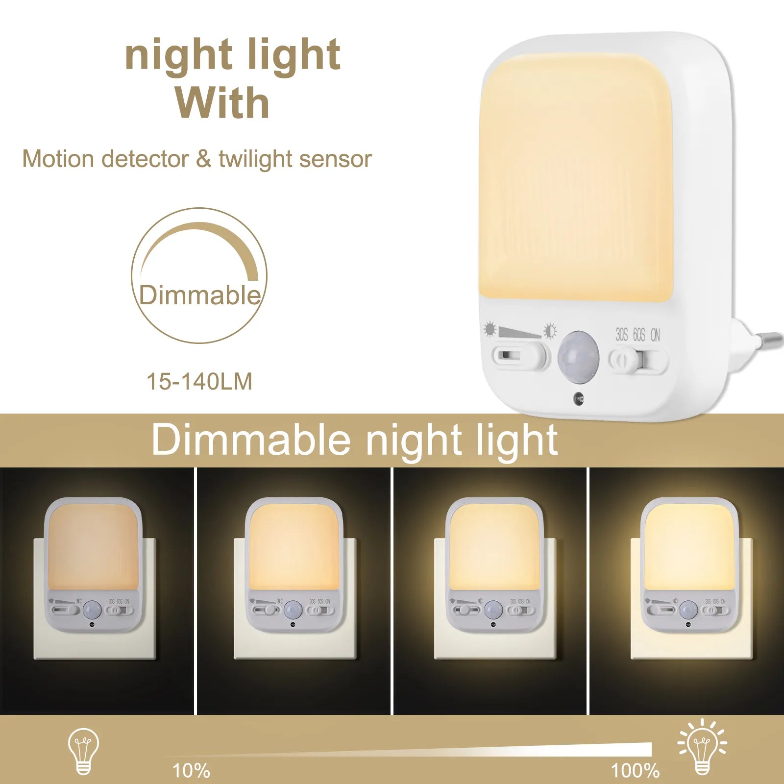 Lot de 2 Veilleuses LED avec Détecteur de Mouvements