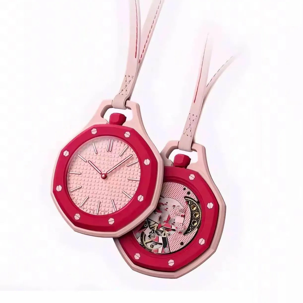 Montre Pendentif Unisexe à Quartz – Cadran Octogonal et Cordon en Cuir Tendance
