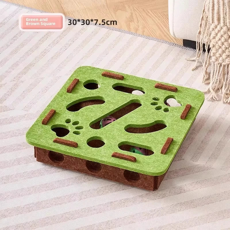 Jouet Puzzle Interactif pour Chat en Feutrine – Jeu de Chasse & Exercice – Balles OFFERTES