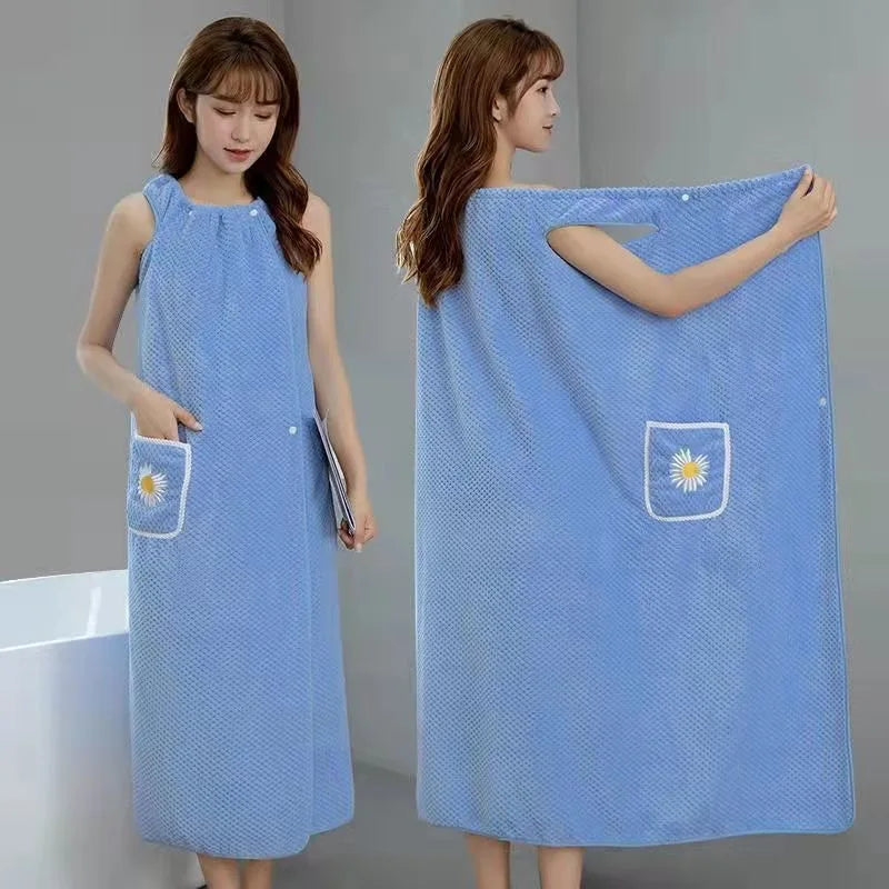 Serviette de Bain Robe pour Femme – Peignoir Long Absorbant & Lavable