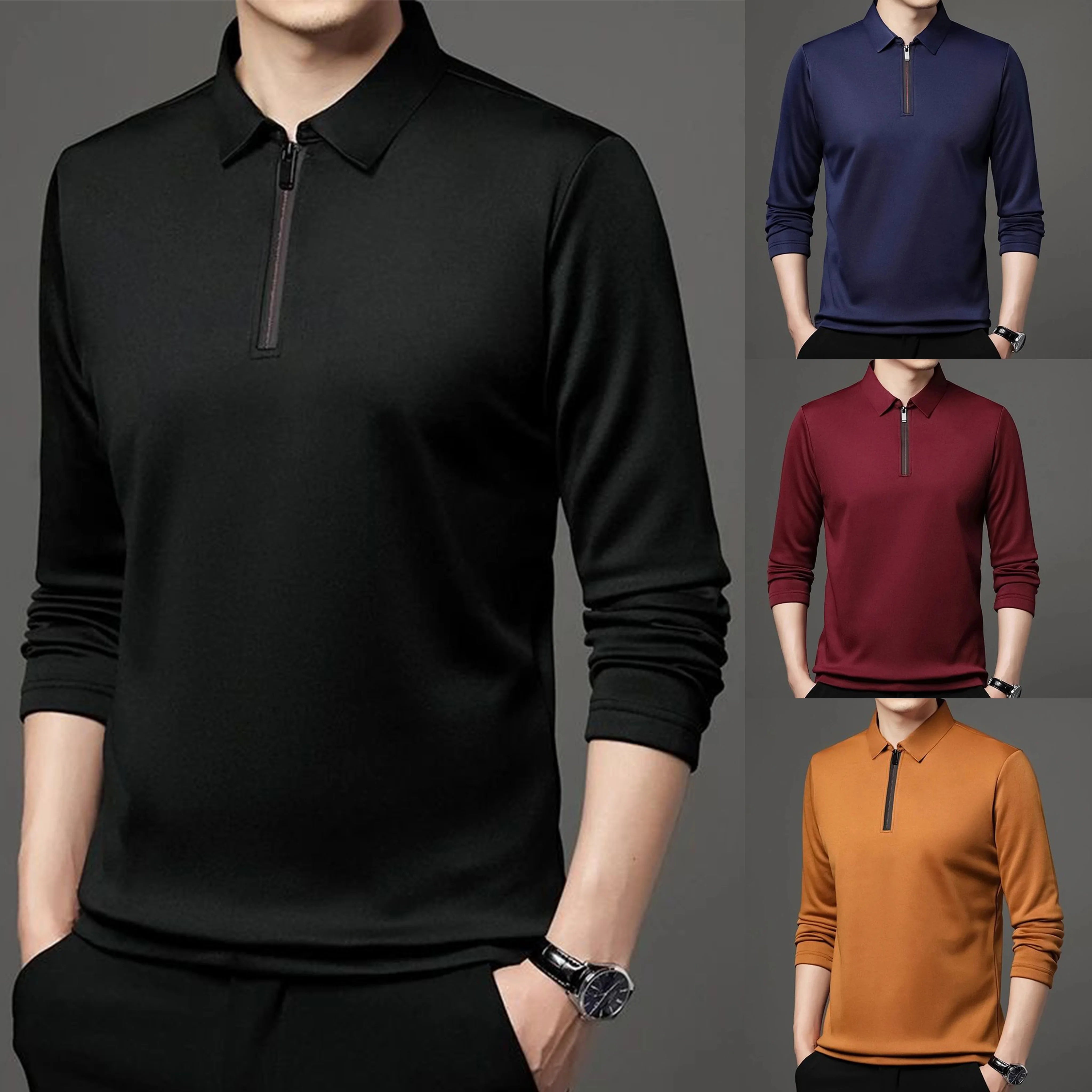 Polo à Manches Longues à Zip - Homme
