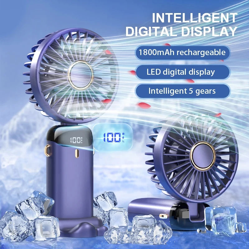 Mini ventilateur portable et pliable avec affichage de la batterie