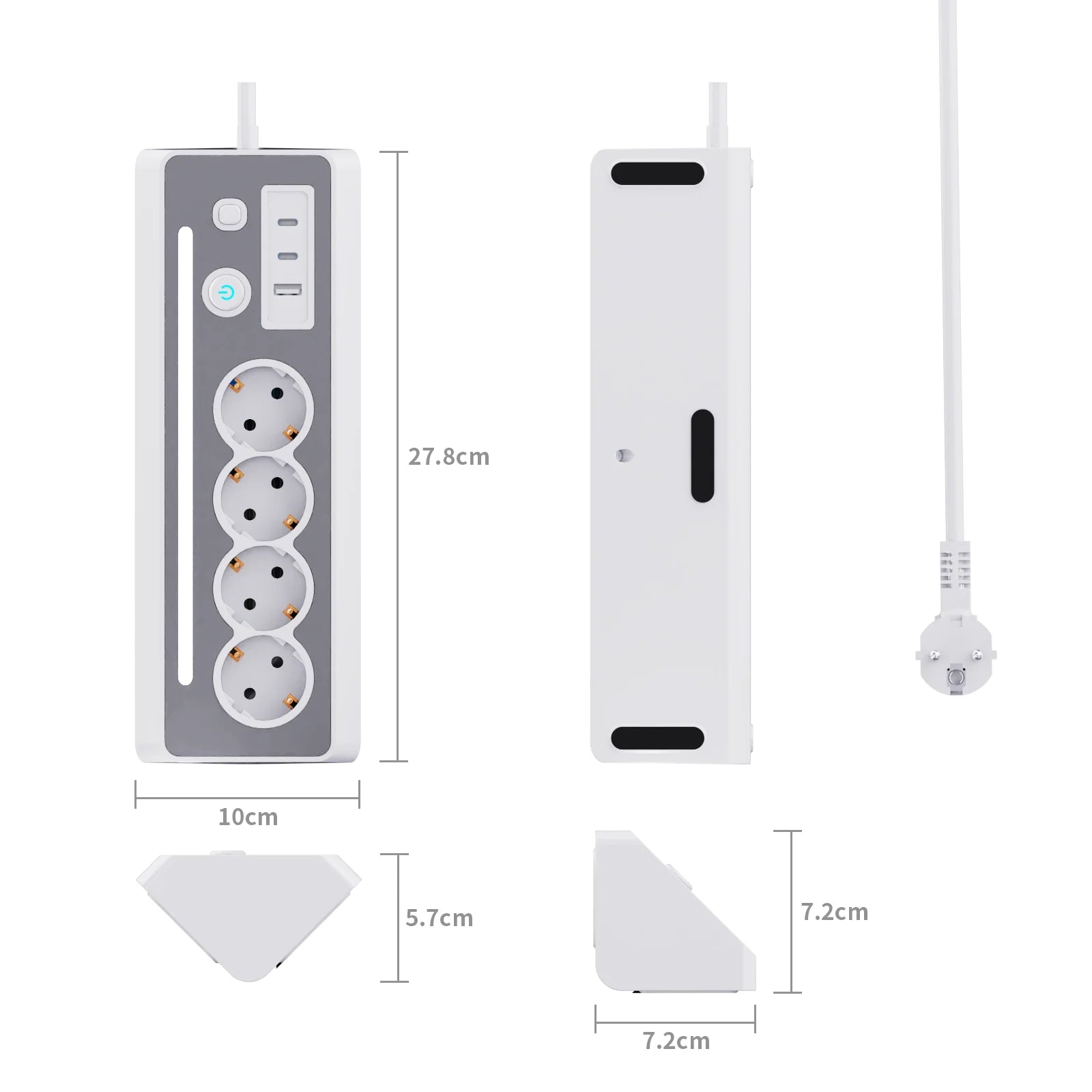 Multiprise LED 4 Prises et 3 USB - Charge Rapide