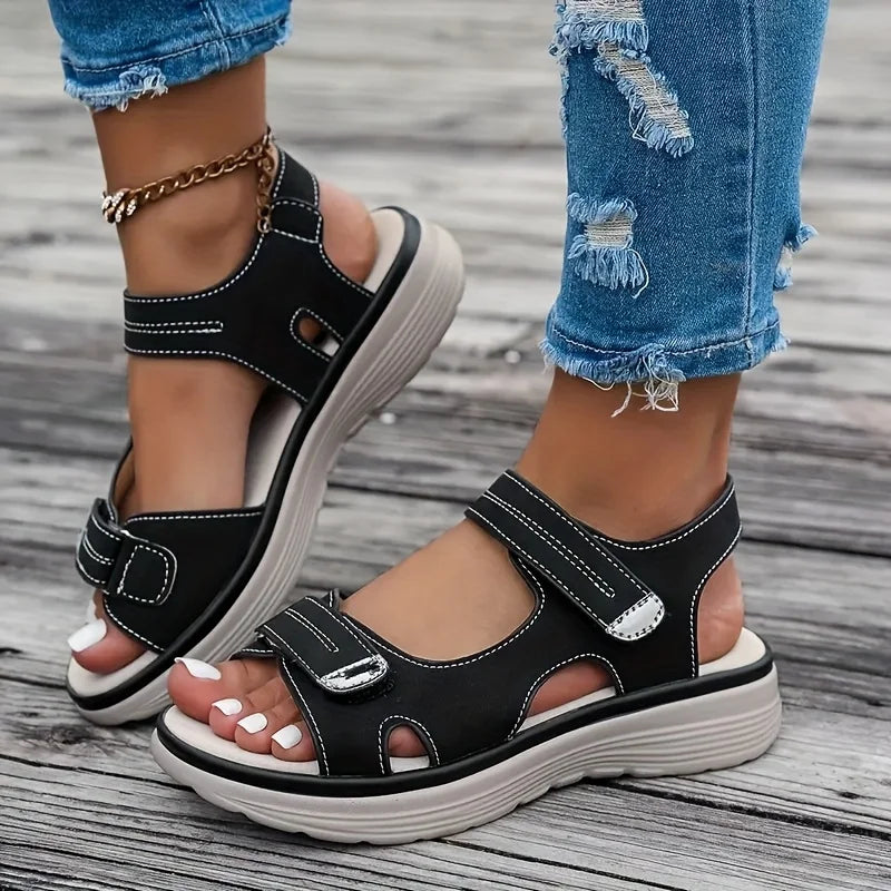 Sandales Femme à Plateforme et Doubles Brides Réglables – Confort Outdoor pour Été et Voyage