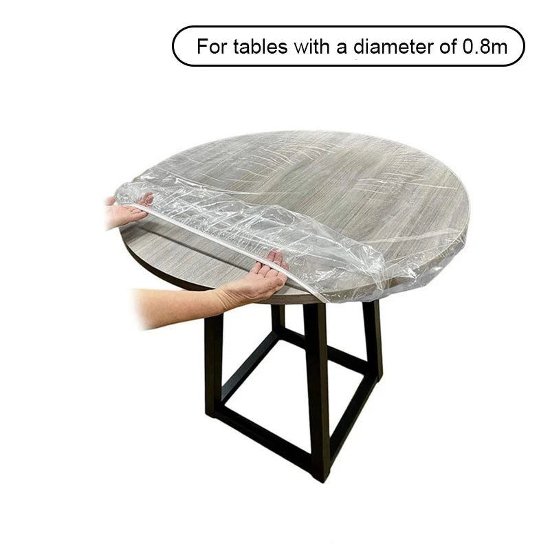 Lot de 10 Nappes Rondes Jetables Transparentes – Imperméables & Anti-Huile – 80 à 140 cm