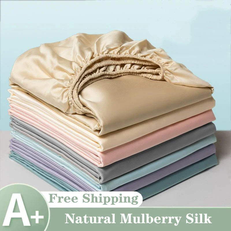 Drap Housse Luxueuse en Soie de Mûrier - 14 Tailles