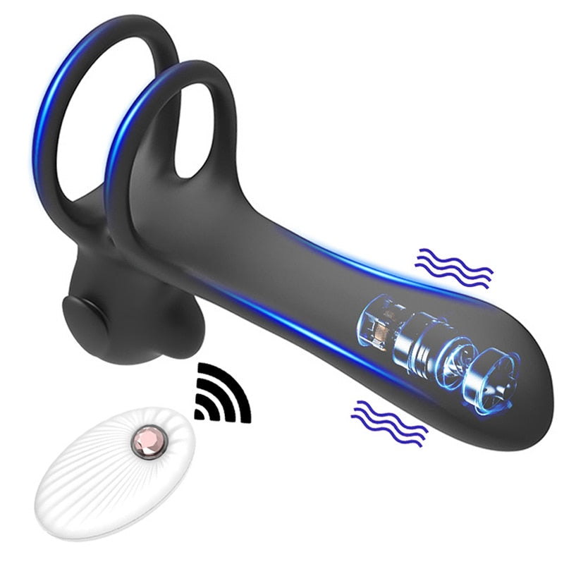 Anneau pénien 3 en 1 avec télécommande