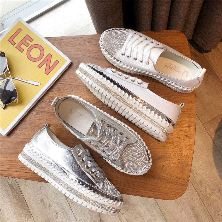 Baskets Argentées à Strass