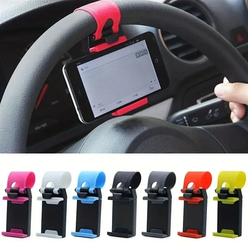 Support Téléphone Universel pour Volant de Voiture – Pince Télescopique Réglable – Maintien Smartphone & GPS