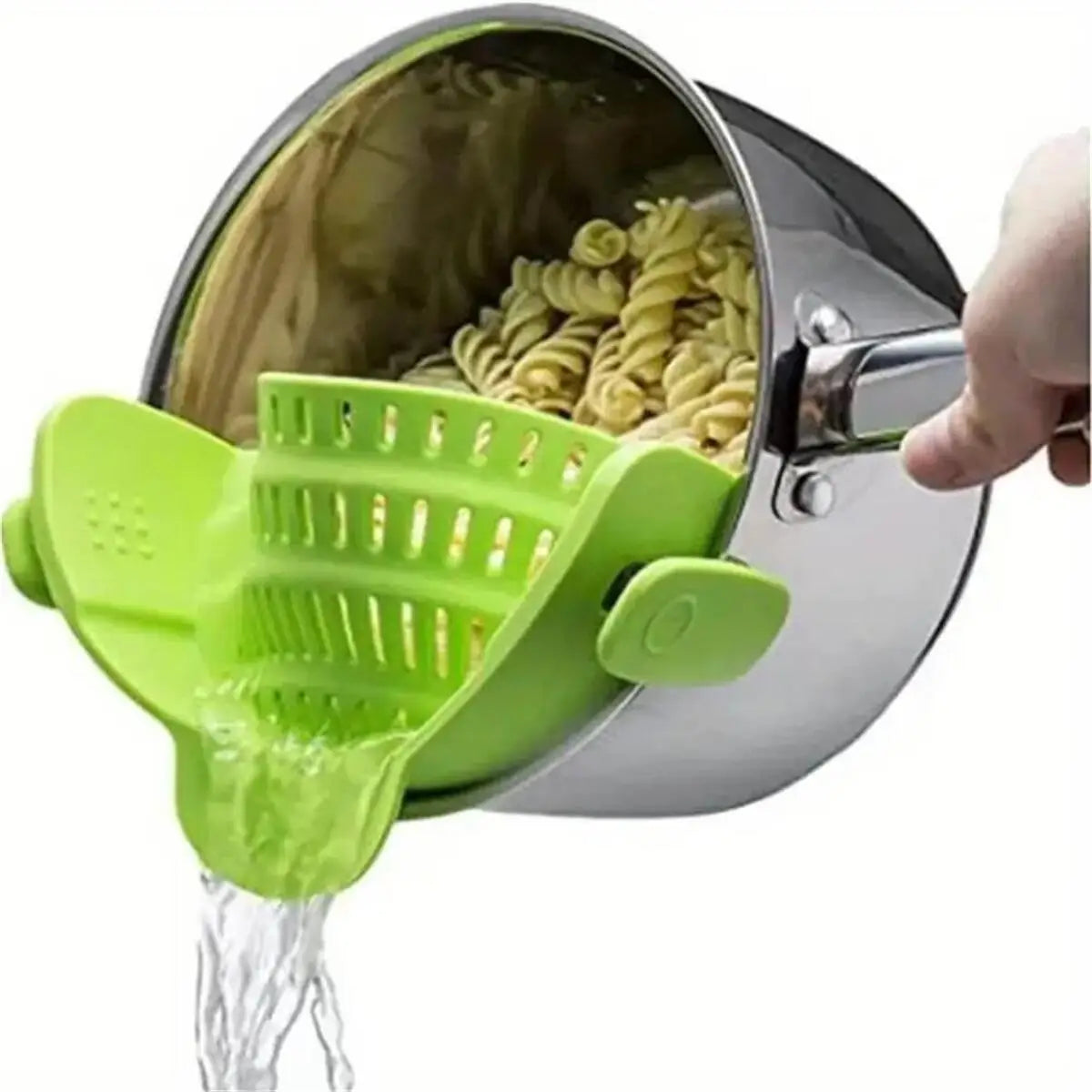Passoire à pâtes en silicone anti-déversement, clip universel