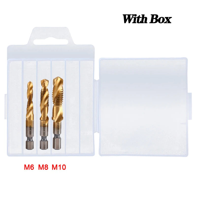 Jeu de Forets à Tarauder à Tige Hexagonale Plaqués Titane