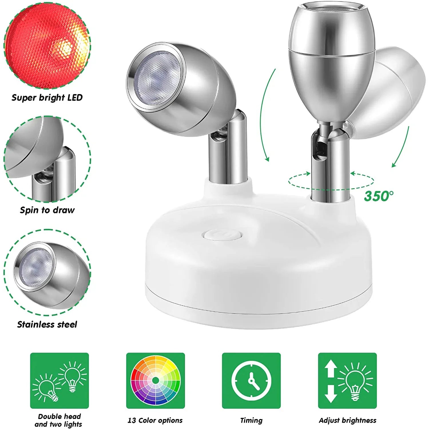 Pack de 2 Projecteurs LED sans-fil avec télécommande