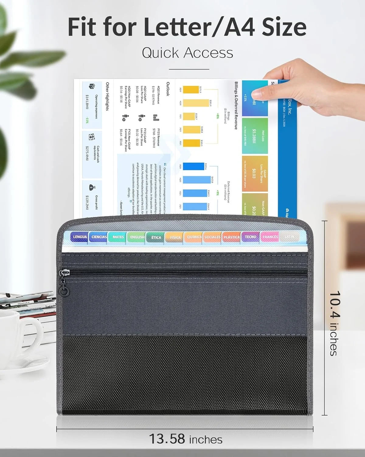 Classeur Accordéon Extensible 13 Poches avec Fermeture Éclair – Organiseur de Documents