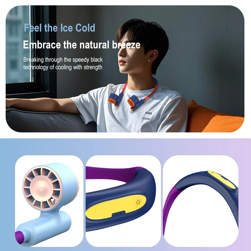 Ventilateur de Cou Silencieux – 3 Vitesses & Recharge USB