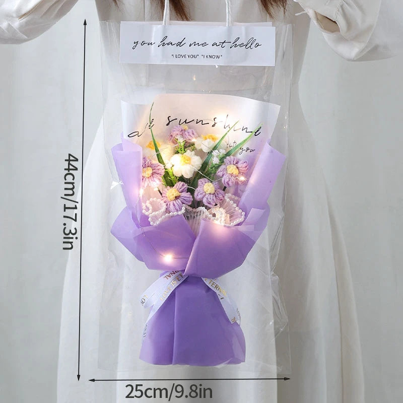 Bouquet de Fleurs en Crochet Fait Main & LED à Offrir