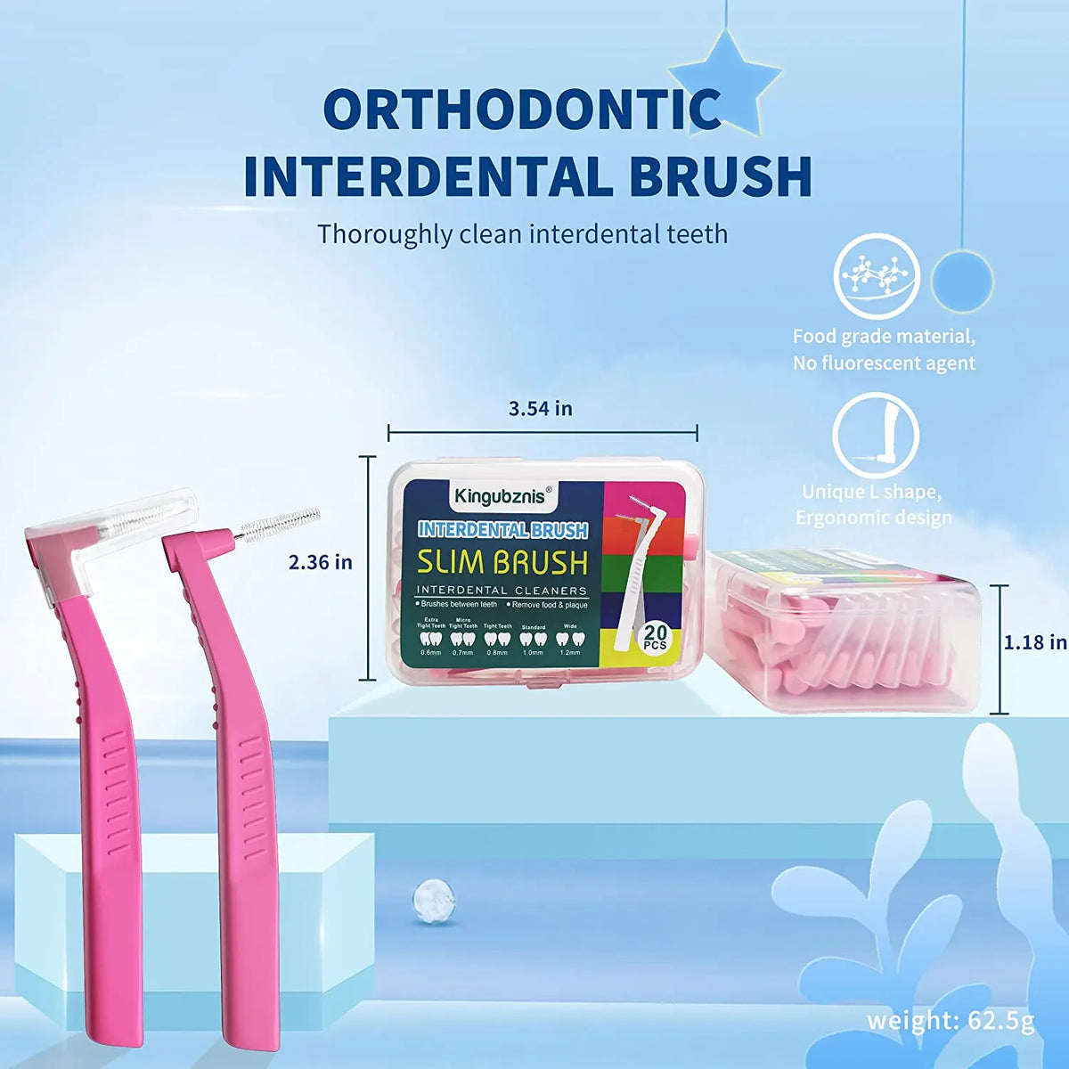 Lot de 20 Brossettes Interdentaires – Poils Souples & Capuchon Anti-Poussière – Nettoyage Dentaire & Appareils Orthodontiques