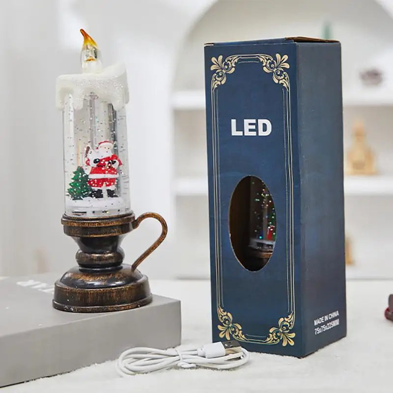 Bougie LED de Noël Effet Boule de Neige