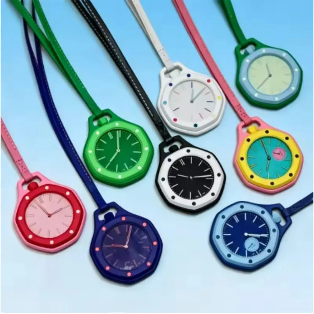 Montre Pendentif Unisexe à Quartz – Cadran Octogonal et Cordon en Cuir Tendance