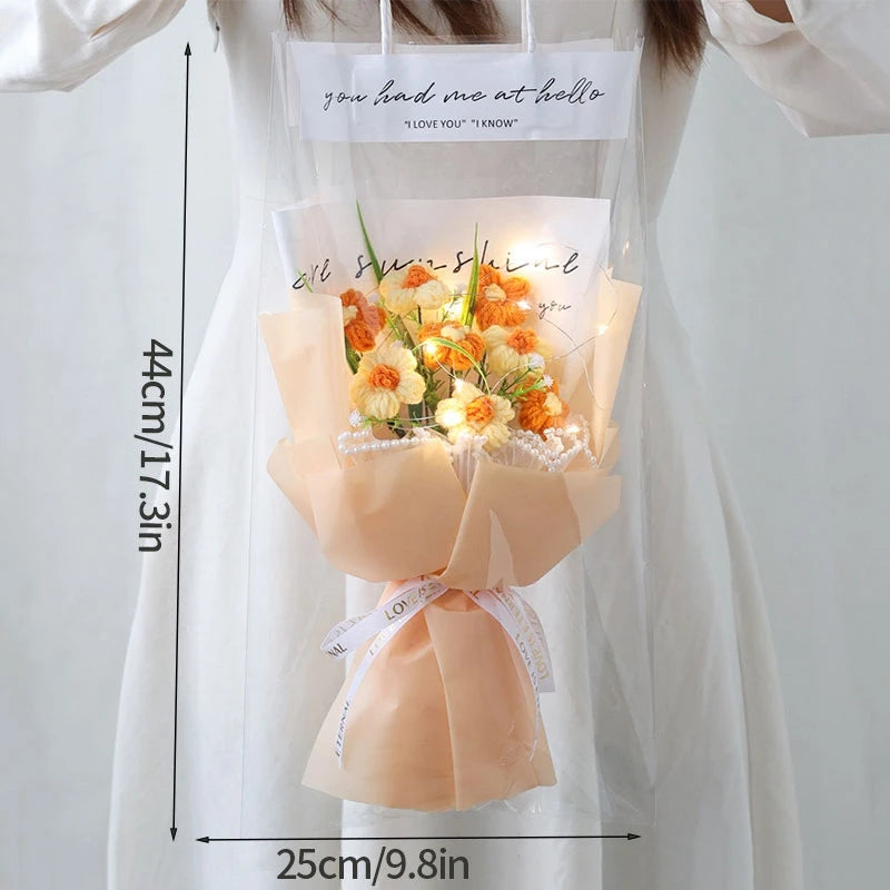Bouquet de Fleurs en Crochet Fait Main & LED à Offrir