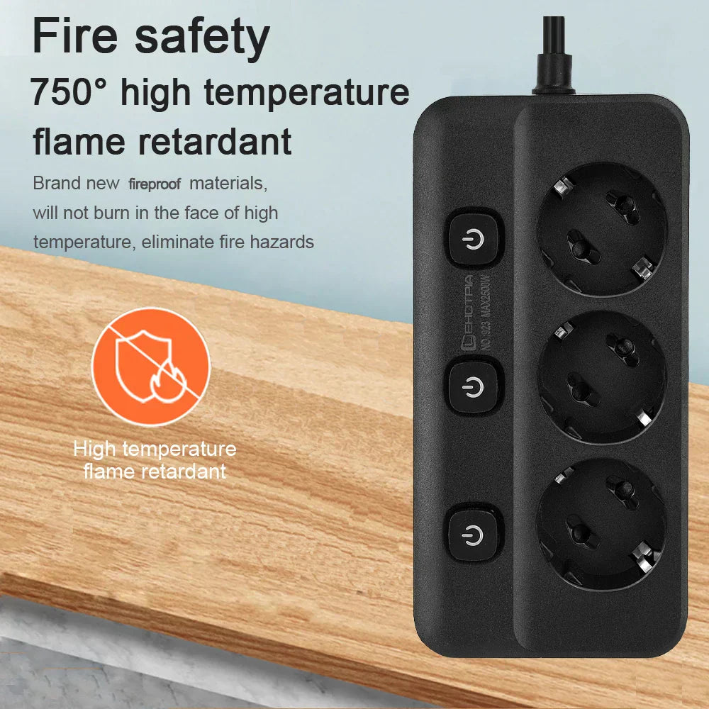 Multiprise 2500W Anti-Surchauffe à Interrupteurs - 3 ou 5 Prises