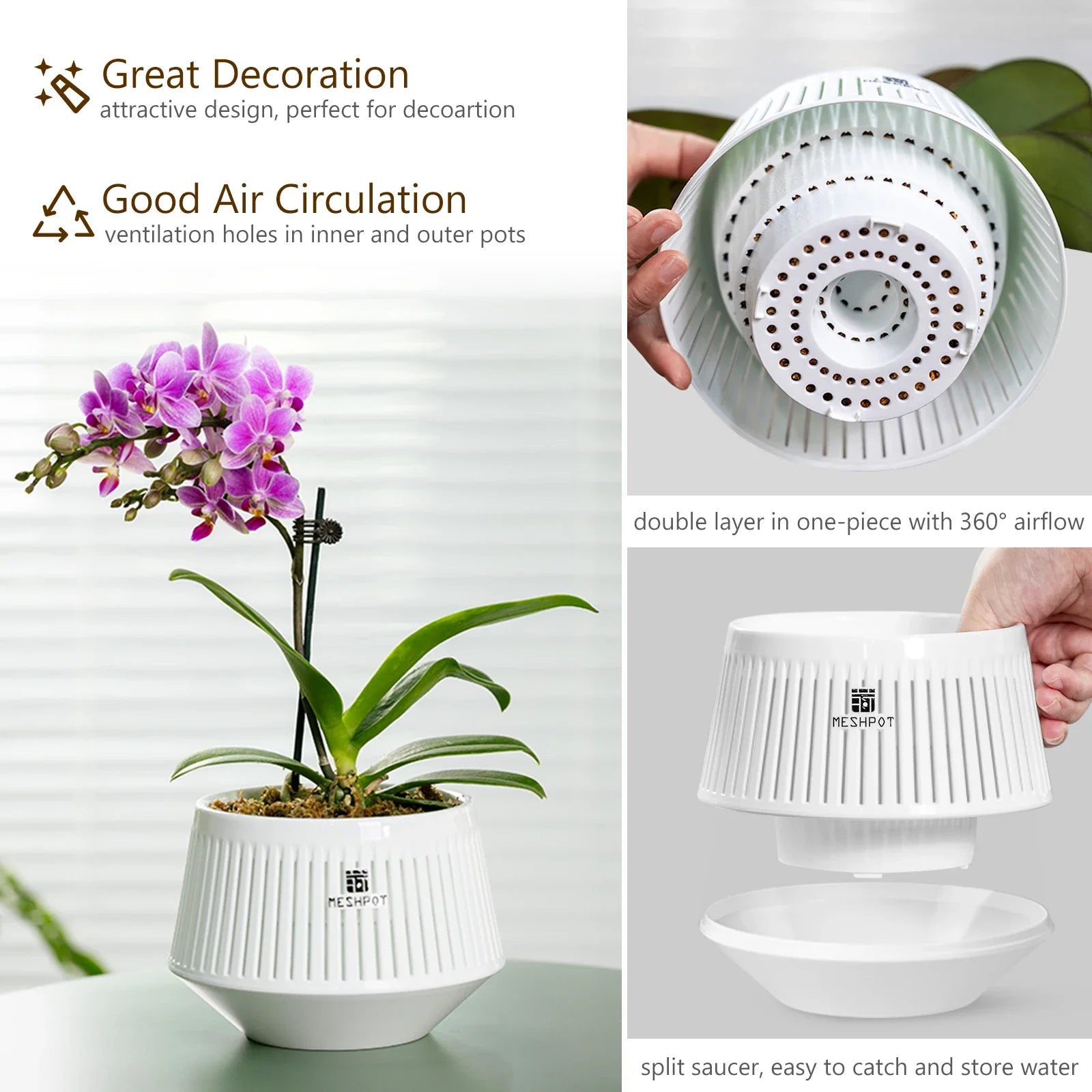 Pot Spécial Orchidée - 360° de Ventilation