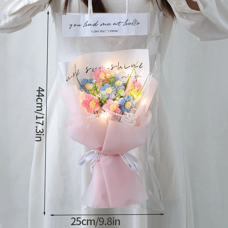 Bouquet de Fleurs en Crochet Fait Main & LED à Offrir
