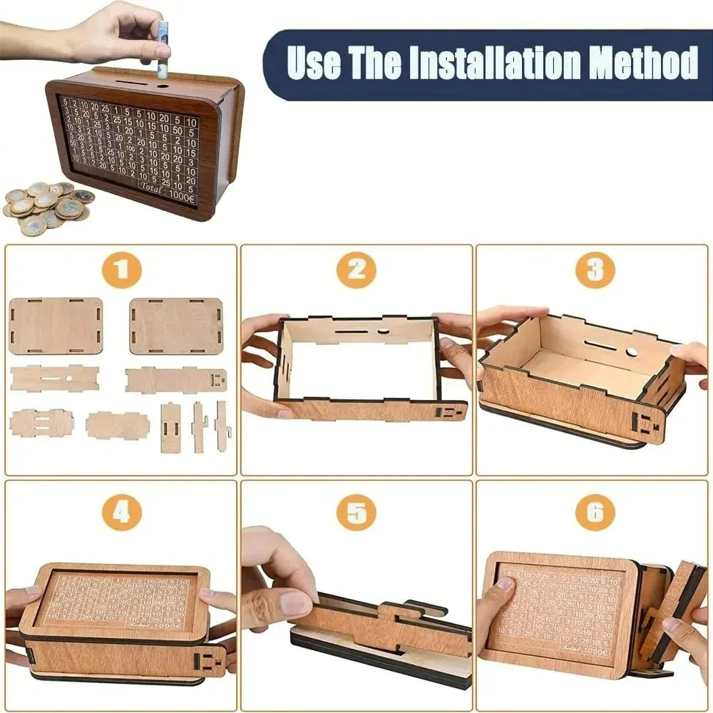 Tirelire en bois - Économies assurées