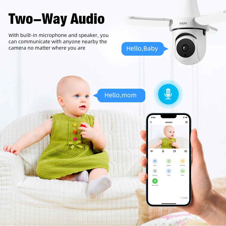 Ampoule Caméra E27 WiFi Sécurité 3MP — Suivi Auto, Rotation 355°, Vision Nocturne