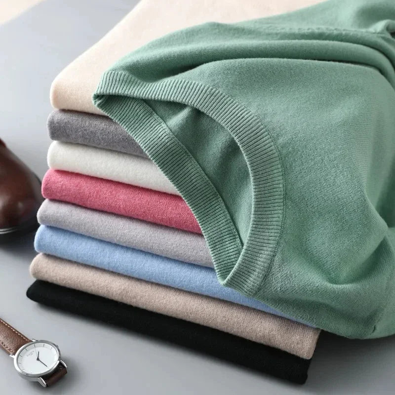 T-Shirt Mi-Saison en Laine Mérinos Tricoté Homme - 6 Coloris