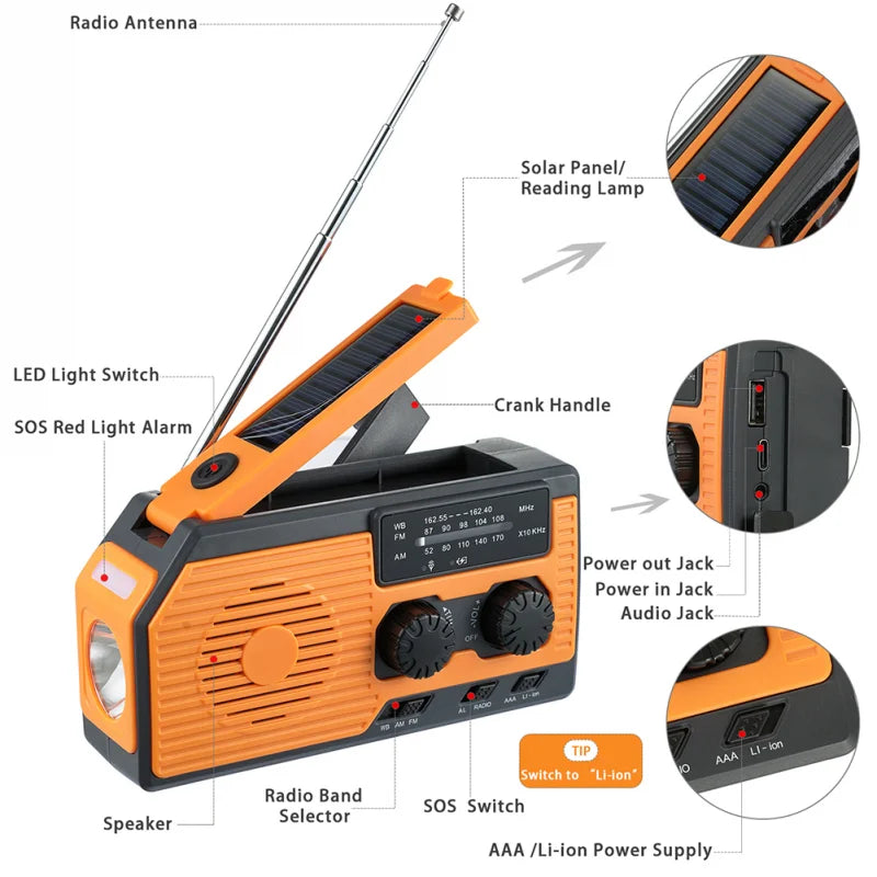 Radio Solaire + Batterie Externe Intégré