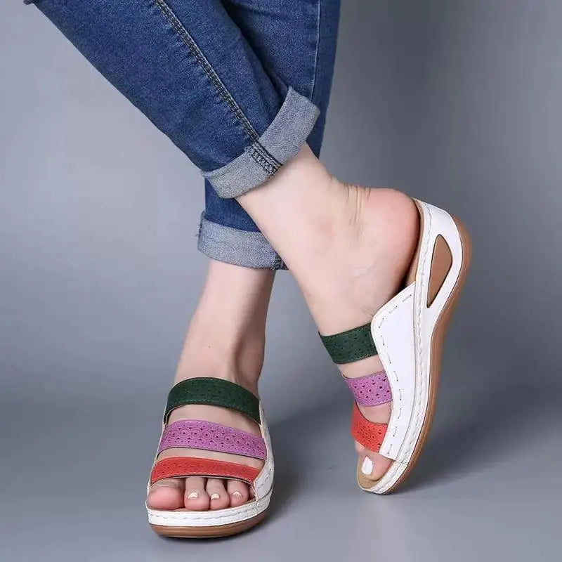 Sandales Mules Orthopédiques à Plateforme – Brides Croisées Confort Femme