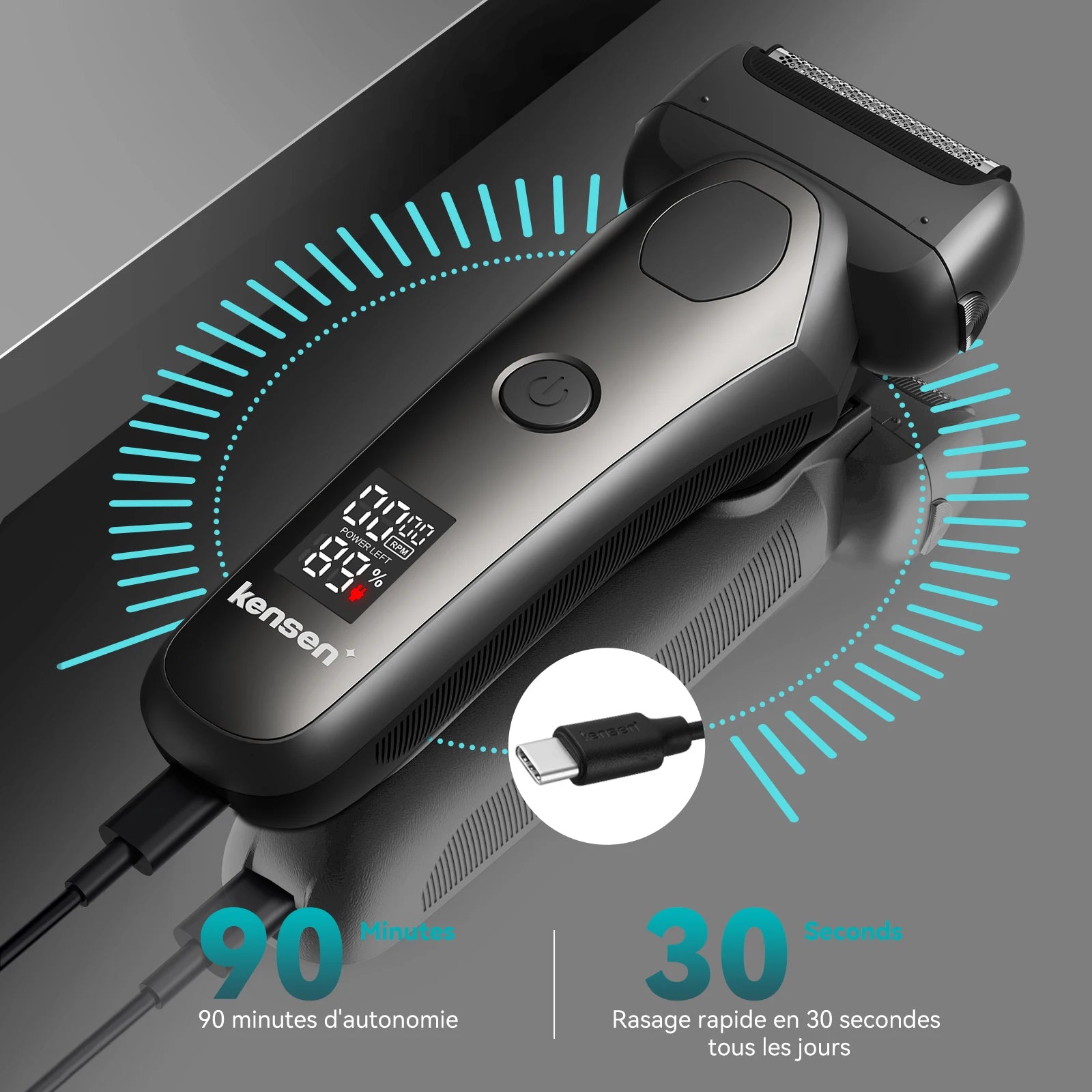 Tondeuse 3D tête à 3 Lames bionique