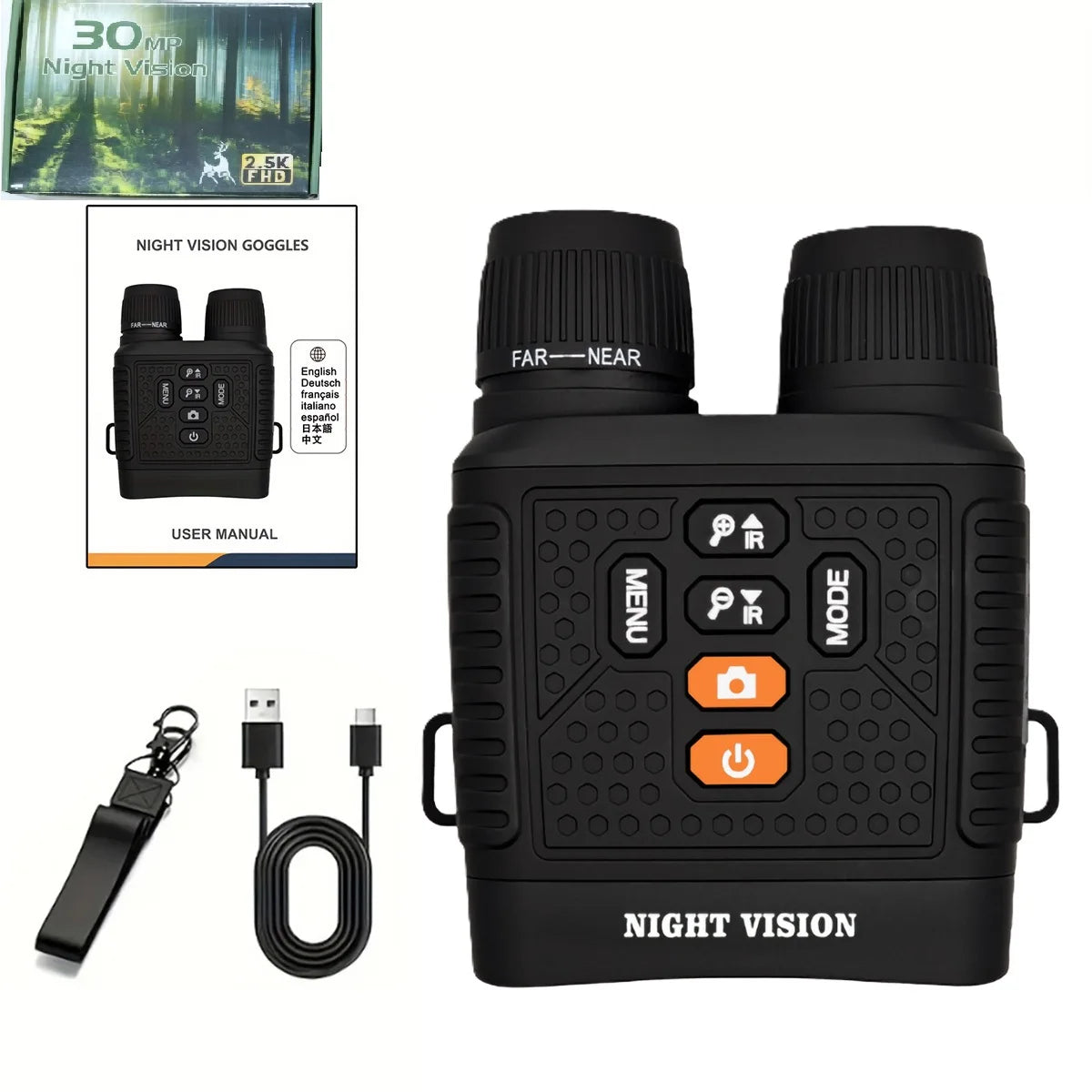 Jumelles Infrarouges Photos/ Vidéos, Zoom 6X & LED à 7 Niveaux