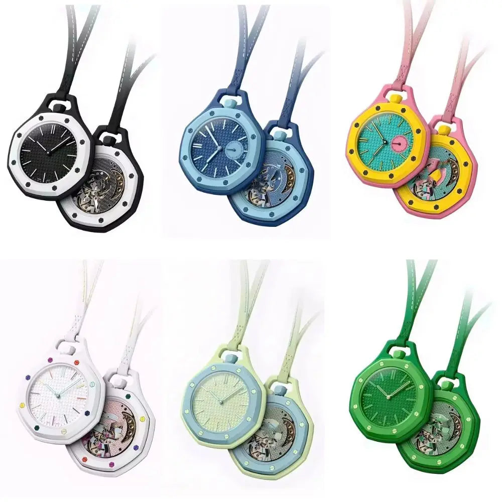 Montre Pendentif Unisexe à Quartz – Cadran Octogonal et Cordon en Cuir Tendance