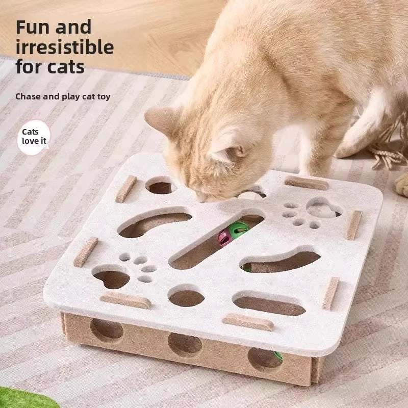 Jouet Puzzle Interactif pour Chat en Feutrine – Jeu de Chasse & Exercice – Balles OFFERTES