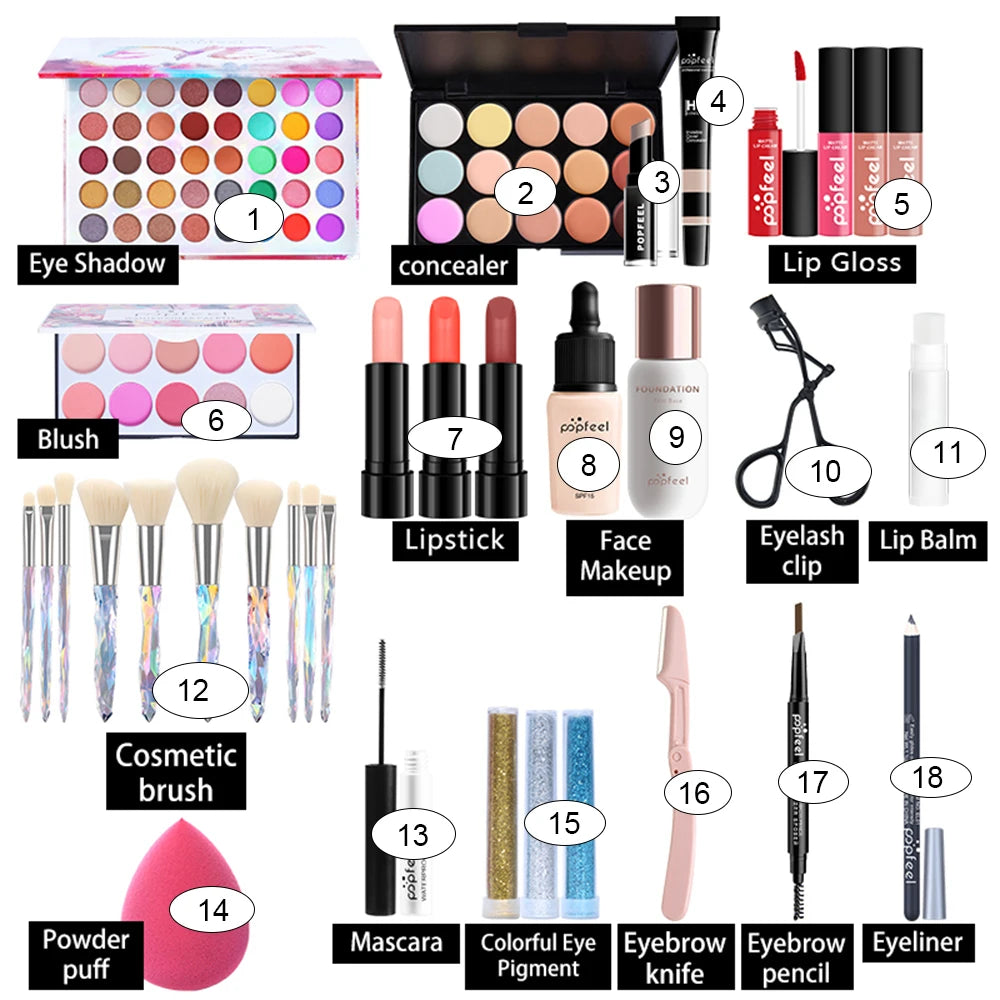 Kit Complet de Maquillage Tout-en-Un pour Femme