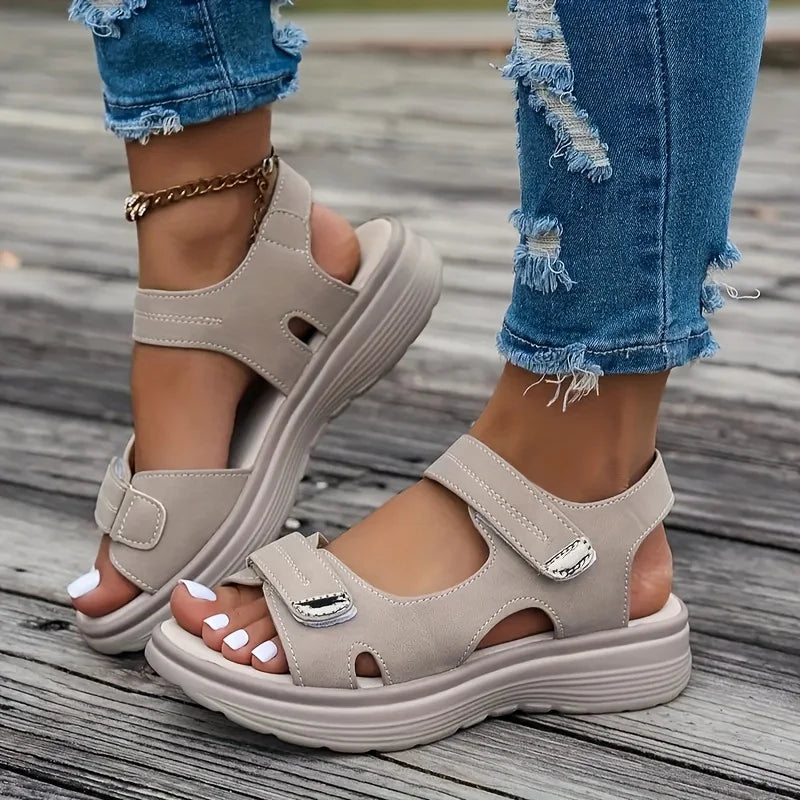 Sandales Femme à Plateforme et Doubles Brides Réglables – Confort Outdoor pour Été et Voyage