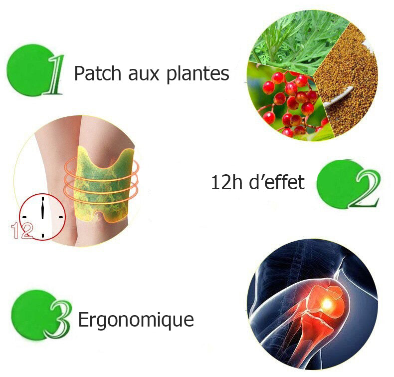 Lot de 36 Patchs genoux anti inflammatoires aux plantes
